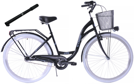 Rower miejski Kozbike 28 (K14) 3bieg czarny (białe opony, przerzutka Sturmey Archer) (J7)