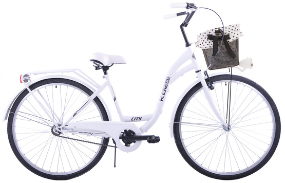 Rower miejski 28 damski Kozbike (K25) biały standard (płaska obręcz) 