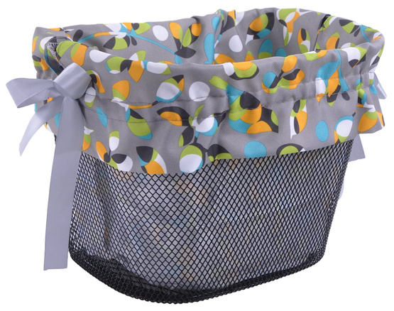 Ozdobna wkładka tekstylna do kosza wiklinowego / metalowego - Eko ptaki szare zwykła wstążka