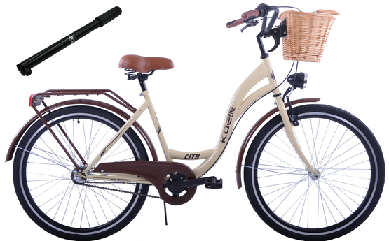 (26K23-S3CZ) Rower miejski damski Kozbike 26 3 biegi kremowo brązowy (J10)