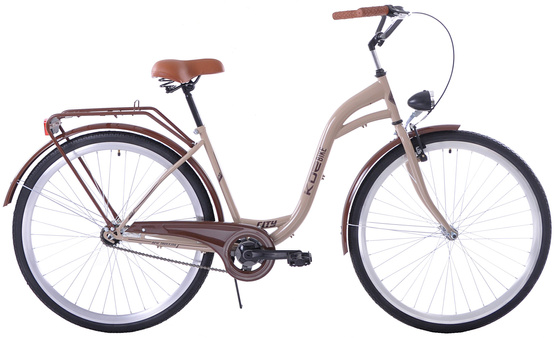 (K29) Rower miejski damski Kozbike 28 beżowo-brązowy 1s (J10)