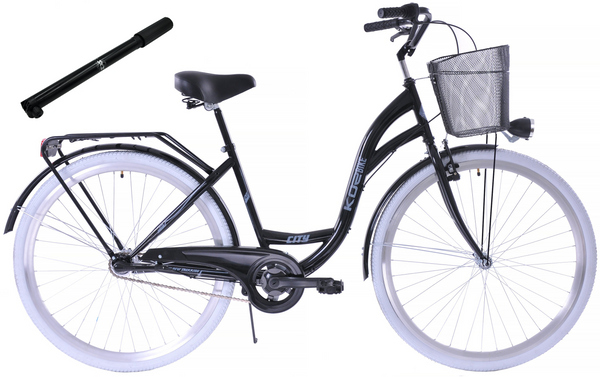 Rower miejski Kozbike 28 (K14) 3bieg czarny (białe opony, przerzutka Sturmey Archer) (J7)