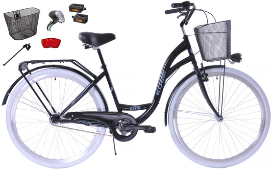 Rower miejski Kozbike 28 (K14) 3bieg czarny (białe opony, przerzutka Sturmey Archer) (J7)