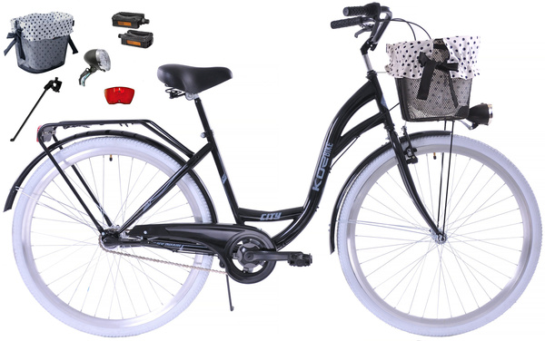 Rower miejski Kozbike 28 (K14) 3bieg czarny (białe opony, przerzutka Sturmey Archer) (J7)