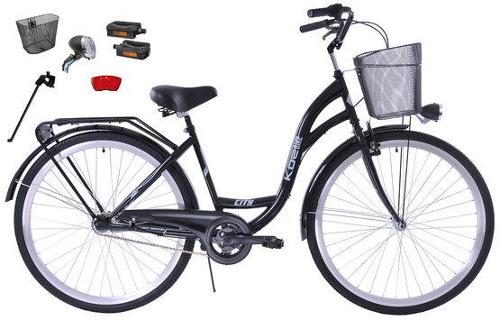 Rower miejski 28 damski Kozbike (K14) 3S czarny (czarne opony, przerzutka Sturmey Archer) (J7,J8)