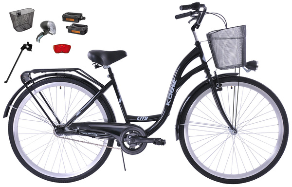 Rower miejski 28 damski Kozbike (K14) 3S czarny  (czarne opony, przerzutka Sturmey Archer) (J7,J8)