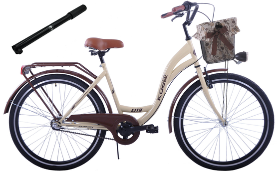 (26K23-S3CZ) Rower miejski damski Kozbike 26 3 biegi kremowo brązowy (J10)