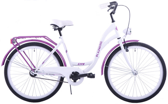Rower miejski 28 damski Kozbike K36 1s biało-fioletowy (2L1)