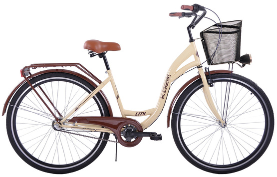 (K23) Rower miejski damski Kozbike 28 3S kremowo-brązowy (J1)