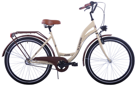 (K23) Rower miejski 28 damski Kozbike 28 S3 kremowo-brązowy