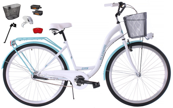 K21 Rower miejski Kozbike 28 3bieg biało-morski  (przerzutka Sturmey Archer) (J8)