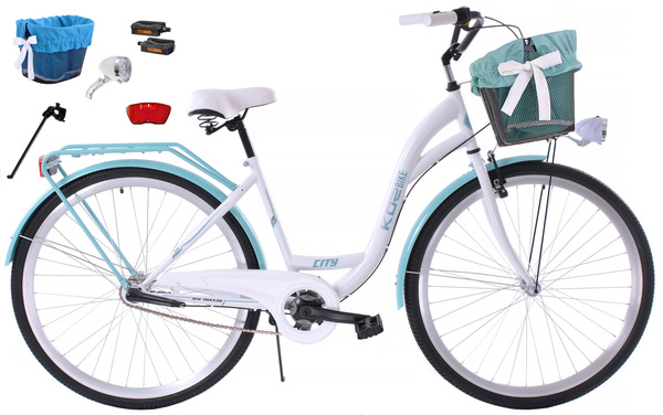 Rower miejski 28 Kozbike (K21) 3S biało-morski (przerzutka Sturmey Archer) (J8)