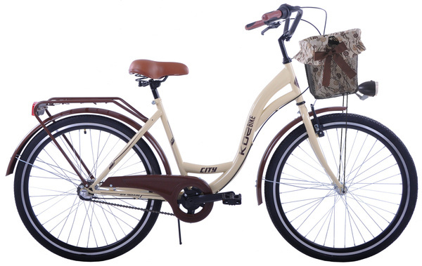 (26K23-S3CZ) Rower miejski damski Kozbike 26 3 biegi kremowo brązowy (J10)